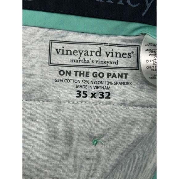 Vineyard Vines On The Go Pants Mens 35x32 Aqua Blue Performance Stretch Chino - Picture 4 of 6